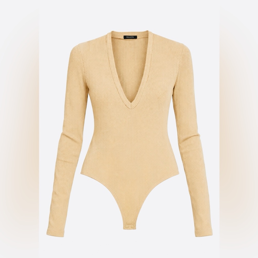 Goldsign Deep V Ribbed Bodysuit Size Small
